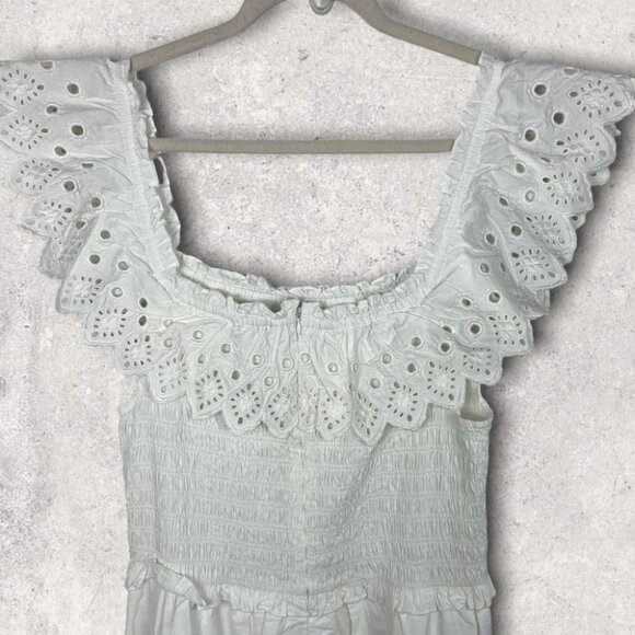 NEW Sea New York White Eyelet Smocked Maxi Dress Size XL Shopbop Boho Wedding - Picture 7 of 14
